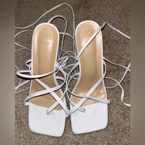 Shein White Block Heels
